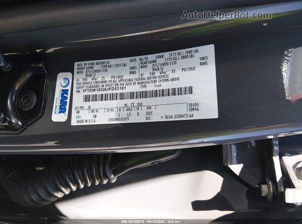 1FTEW1EG8JFD53181 2018 FORD F150 Gray Вид підкапотного простору