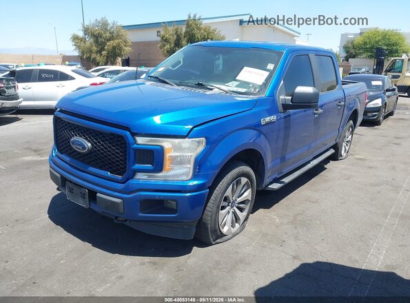 1FTEW1EP0JKC26075 2018 FORD F150 Blue Առջևի ձախ երեք քառորդ տեսարան