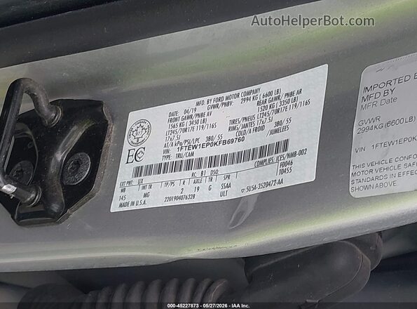 1FTEW1EP0KFB69760 2019 FORD F150 Серебряный Вид подкапотного пространства