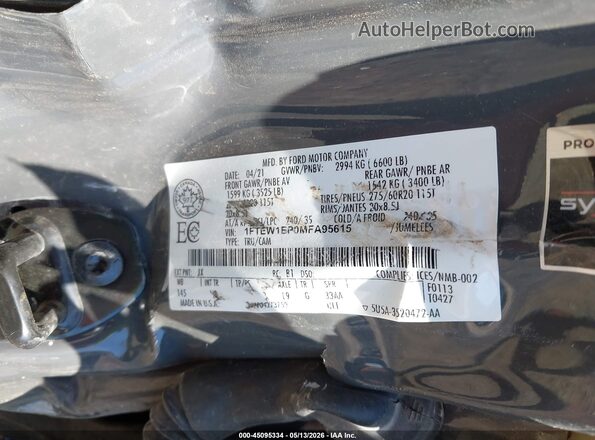 1FTEW1EP0MFA95615 2021 FORD F150 Серый Вид подкапотного пространства