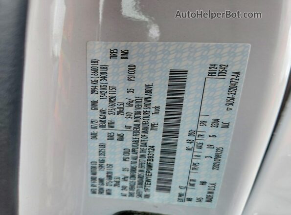 1FTEW1EP0MFB93124 2021 FORD F150 White 