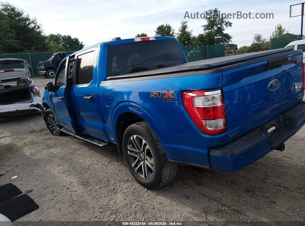 1FTEW1EP8MKD25747 2021 FORD F150 Blue Trasero izquierdo