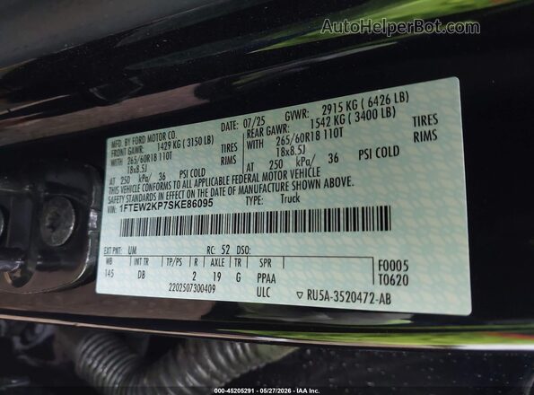 1FTEW2KP7SKE86095 2025 FORD F150 Beige Vista del compartimento del motor