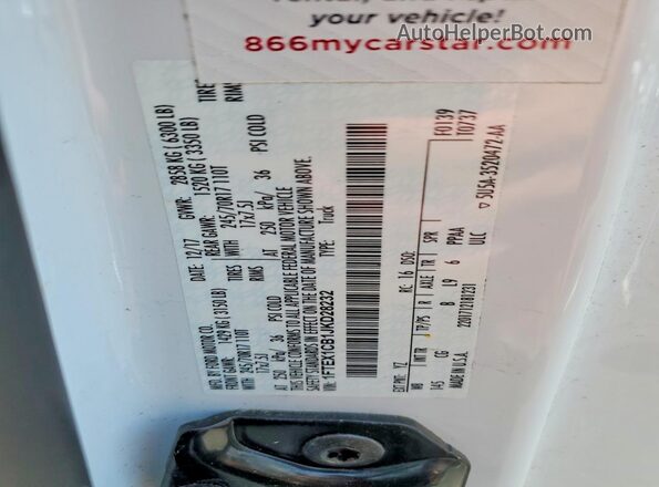 1FTEX1CB1JKD28232 2018 FORD F150 White Engine compartment view