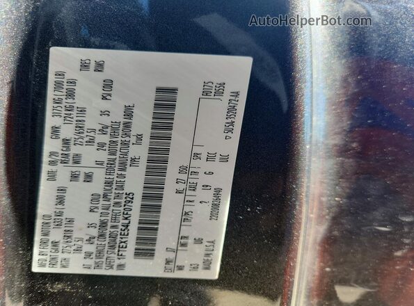 1FTEX1E54LKF07925 2020 FORD F150 Charcoal VIN կոդի պիտակի տեսք