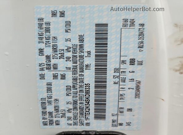 1FTEX2K54SKD89335 2025 FORD F150 White 