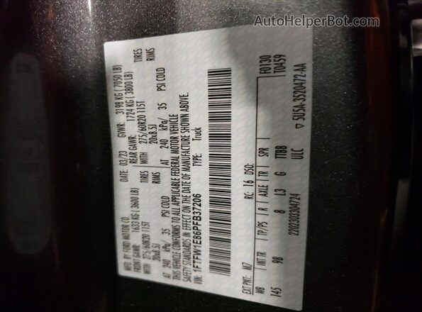 1FTFW1E86PFB37206 2023 FORD F150 Gray 