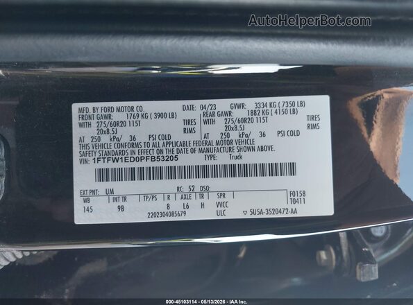 1FTFW1ED0PFB53205 2023 FORD F150 Black Вид підкапотного простору