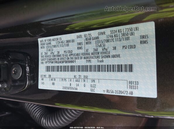 1FTFW1RGXSFB59901 2025 FORD F150 Коричневый Вид подкапотного пространства