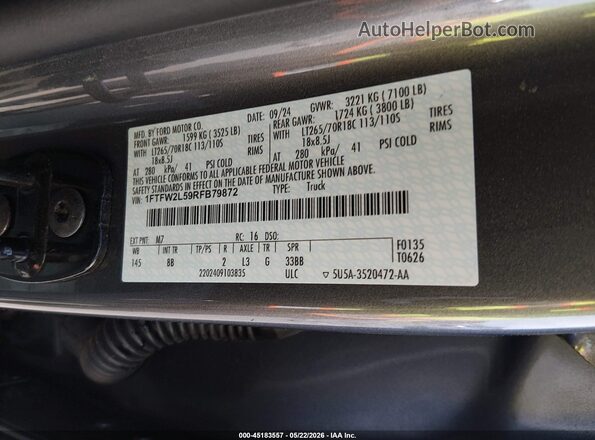 1FTFW2L59RFB79872 2024 FORD F150 Black Engine compartment view