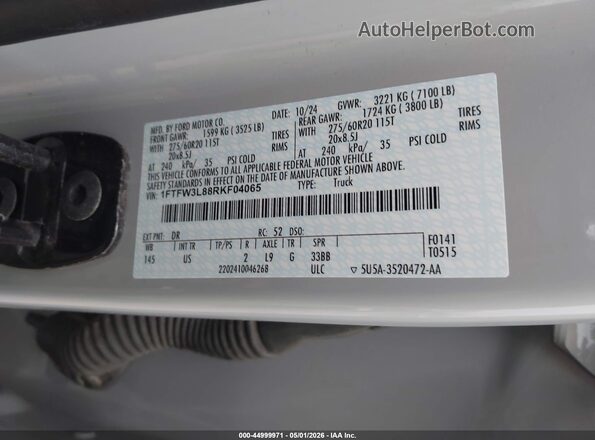 1FTFW3L88RKF04065 2024 FORD F150 Gray Engine compartment view