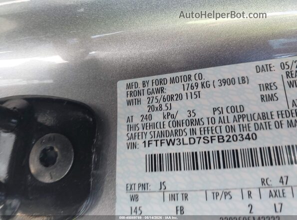 1FTFW3LD7SFB20340 2025 FORD F150 Серый Вид подкапотного пространства