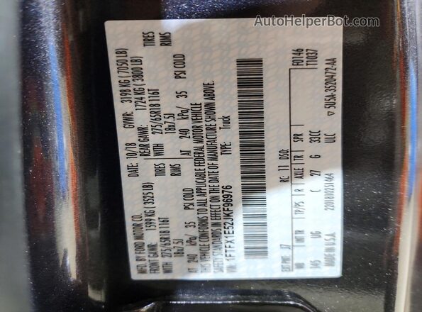 1FTFX1E52JKF96976 2018 FORD F150 Gray 