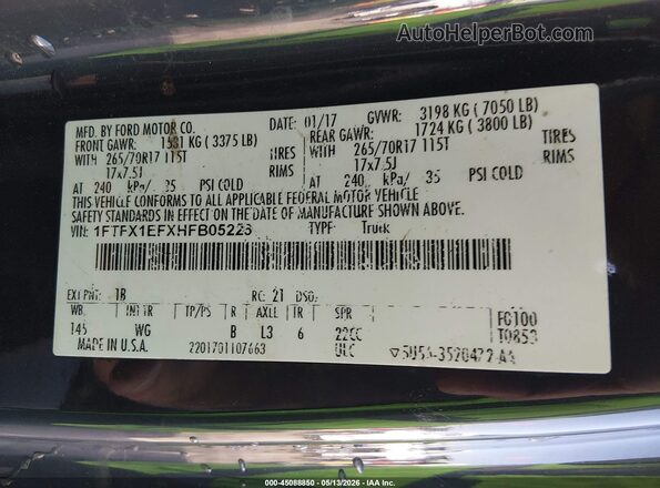 1FTFX1EFXHFB05226 2017 FORD F150 Gray Engine compartment view