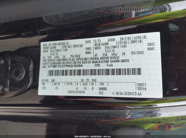 1FTMF1C57PKG18394 2023 FORD F150 Black Շարժիչի բաժամունքի տեսք
