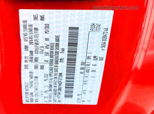 1FTRF3B61NEF37396 2022 FORD F350 Red Вид задніх сидінь