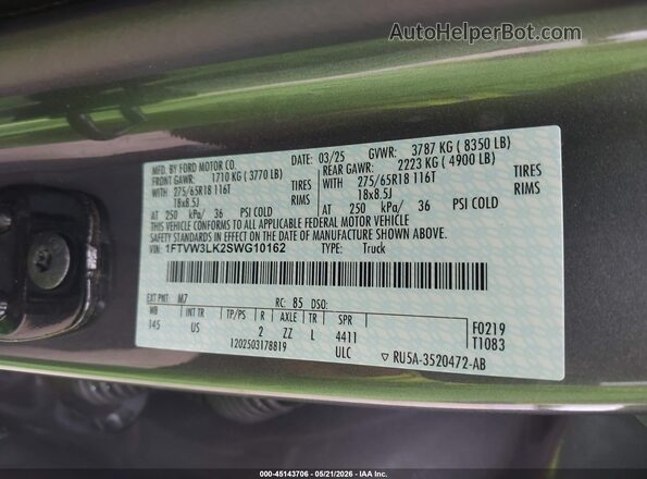 1FTVW3LK2SWG10162 2025 FORD F-150 LIGHTNING Gray Engine compartment view