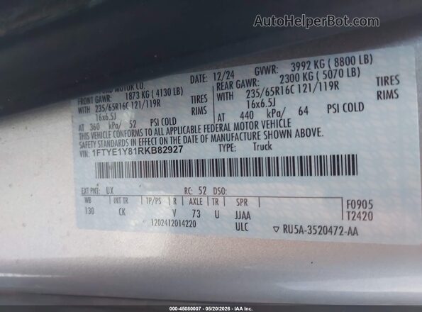 1FTYE1Y81RKB82927 2024 FORD TRANSIT-150 Gray ძრავის განყოფილების ხედი