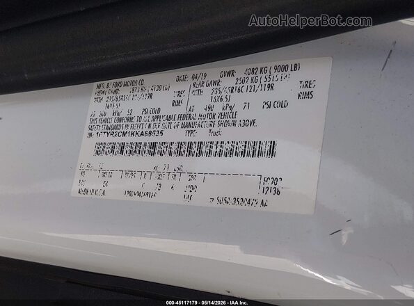 1FTYR2CM1KKA88535 2019 FORD TRANSIT-250 White 