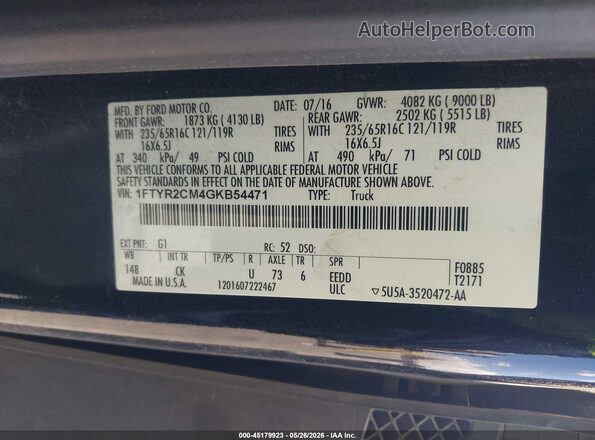 1FTYR2CM4GKB54471 2016 FORD TRANSIT-250 Черный 