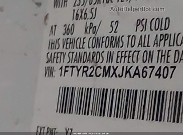 1FTYR2CMXJKA67407 2018 FORD TRANSIT-250 White Engine compartment view