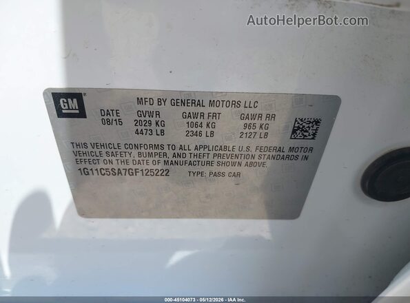 1G11C5SA7GF125222 2016 CHEVROLET MALIBU White Widok komory silnika