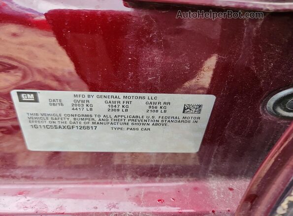 1G11C5SAXGF126817 2016 CHEVROLET MALIBU Черный 