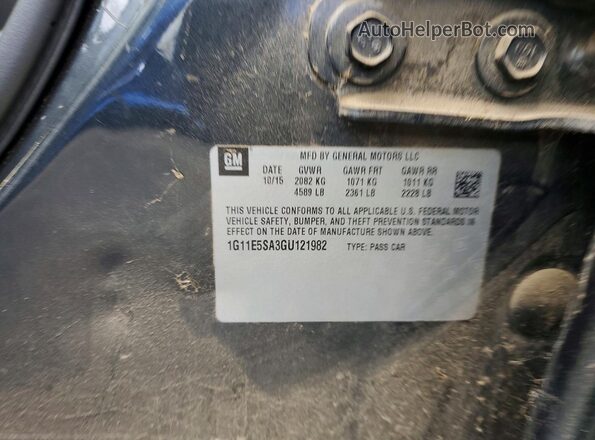 1G11E5SA3GU121982 2016 CHEVROLET MALIBU Black 