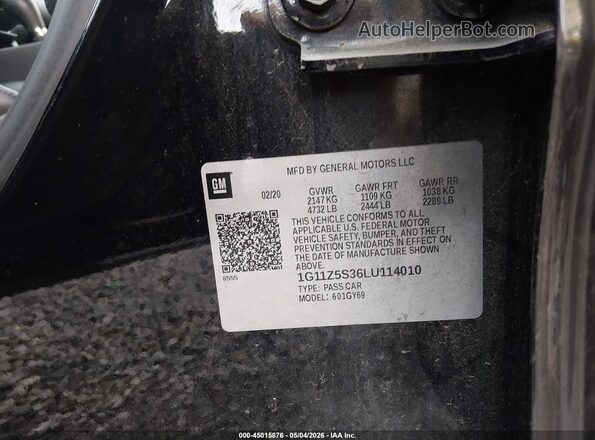 1G11Z5S36LU114010 2020 CHEVROLET IMPALA Black Widok komory silnika