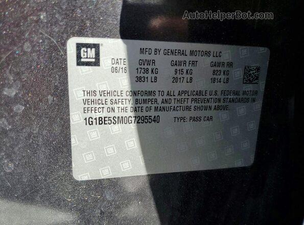 1G1BE5SM0G7295540 2016 CHEVROLET CRUZE Charcoal 
