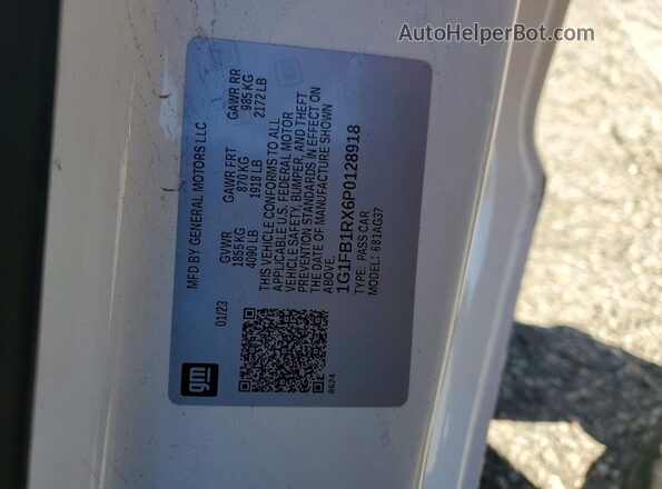 1G1FB1RX6P0128918 2023 CHEVROLET CAMARO White 