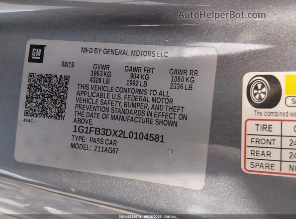 1G1FB3DX2L0104581 2020 CHEVROLET CAMARO Silver Vista del compartimento del motor