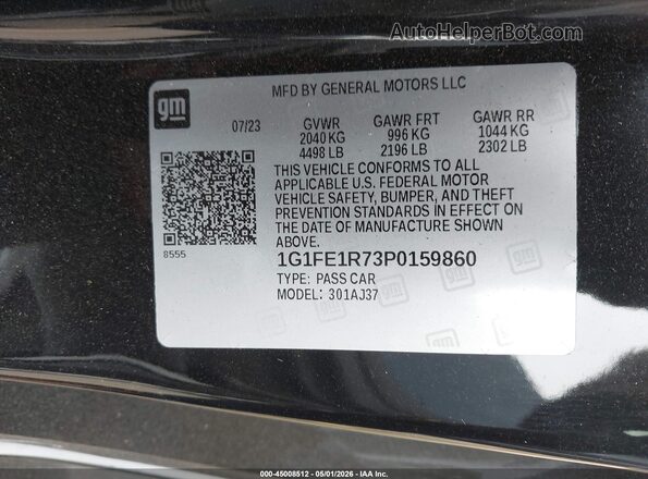 1G1FE1R73P0159860 2023 CHEVROLET CAMARO Черный 