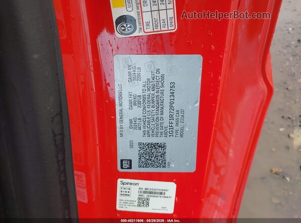 1G1FF1R72P0134753 2023 CHEVROLET CAMARO Red Engine compartment view