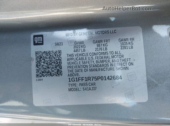 1G1FF1R75P0142684 2023 CHEVROLET CAMARO Silver Вид підкапотного простору