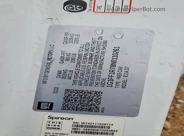 1G1FF1R78N0110261 2022 CHEVROLET CAMARO White Widok komory silnika