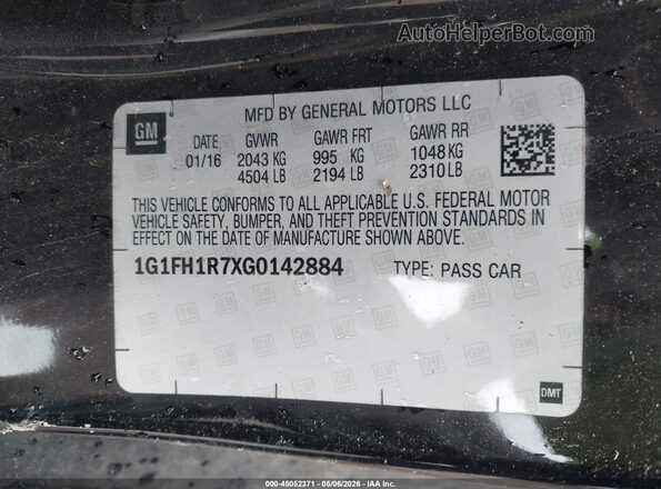 1G1FH1R7XG0142884 2016 CHEVROLET CAMARO Black 