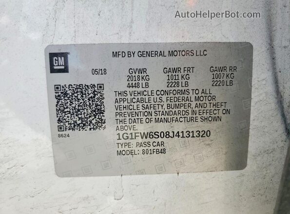 1G1FW6S08J4131320 2018 CHEVROLET BOLT White Vista del compartimento del motor
