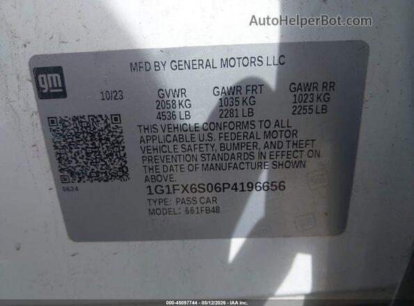 1G1FX6S06P4196656 2023 CHEVROLET BOLT White ძრავის განყოფილების ხედი