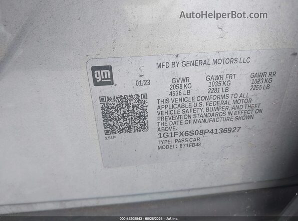 1G1FX6S08P4136927 2023 CHEVROLET BOLT Silver Engine compartment view