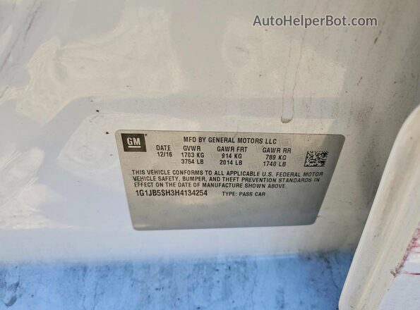 1G1JB5SH3H4134254 2017 CHEVROLET SONIC White 