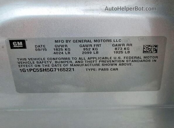 1G1PC5SH5G7165221 2016 CHEVROLET CRUZE Серебряный 