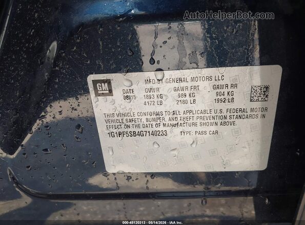 1G1PF5SB4G7140233 2016 CHEVROLET CRUZE Blue ძრავის განყოფილების ხედი