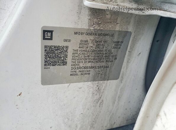 1G1RC6S58KU107344 2019 CHEVROLET VOLT White 