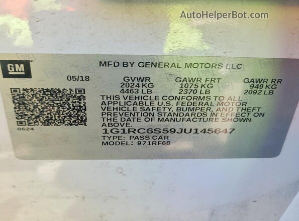 1G1RC6S59JU145647 2018 CHEVROLET VOLT White 