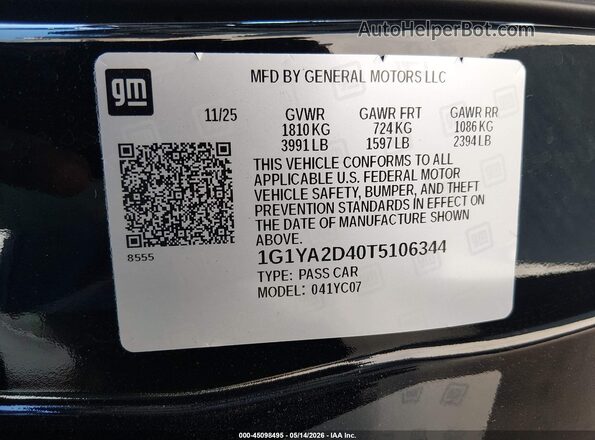 1G1YA2D40T5106344 2026 CHEVROLET CORVETTE Black Engine compartment view