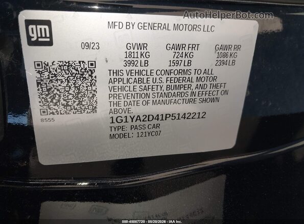 1G1YA2D41P5142212 2023 CHEVROLET CORVETTE Black 