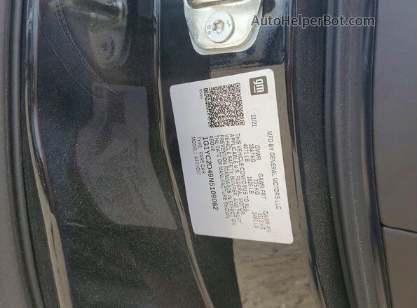1G1YC2D49N5109062 2022 CHEVROLET CORVETTE Черный Вид наклейки с VIN-кодом