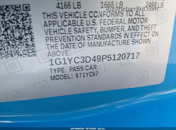1G1YC3D49P5120717 2023 CHEVROLET CORVETTE Blue Вид підкапотного простору