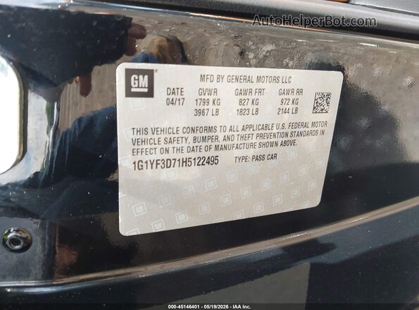 1G1YF3D71H5122495 2017 CHEVROLET CORVETTE Black Engine compartment view